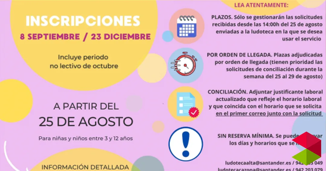 Noticias Santander Santander abre el lunes 25 la inscripción para las ludotecas del periodo septiembre – diciembre