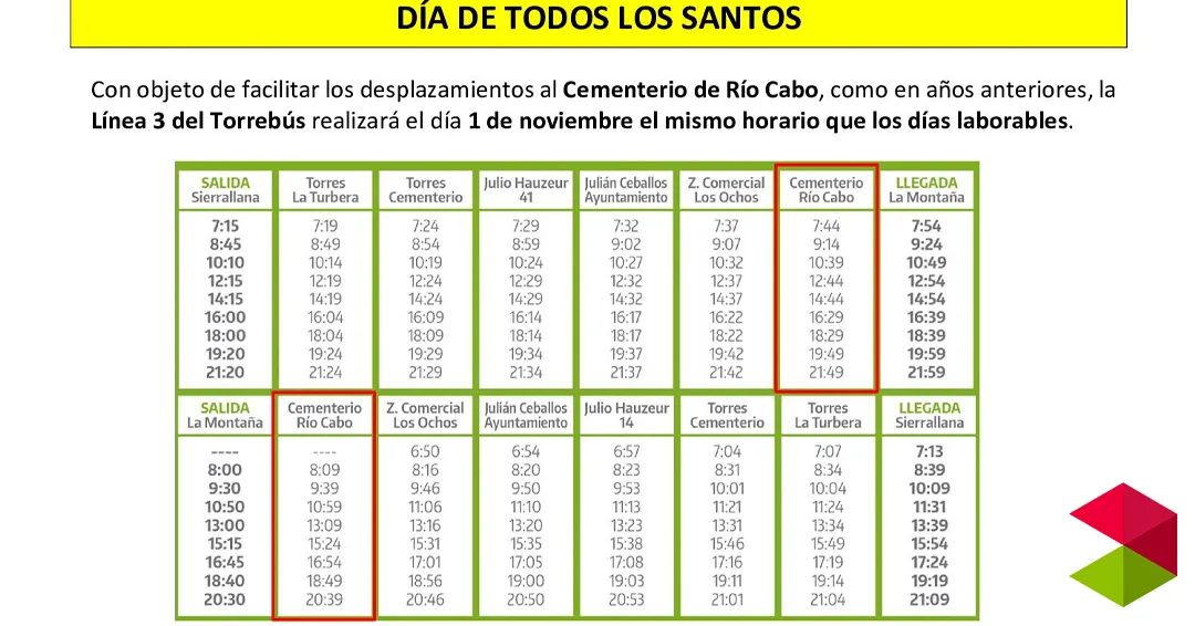 Noticias Torrelavega El Torrebus facilitará los desplazamientos al Cementerio de Río Cabo el Día de Todos los Santos