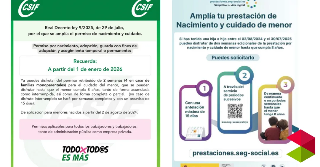CSIF Cantabria te recuerda que puedes disfrutar del permiso retribuido para el cuidado del menor hasta 8 años para nacidos a partir del 2 de agosto de 2024